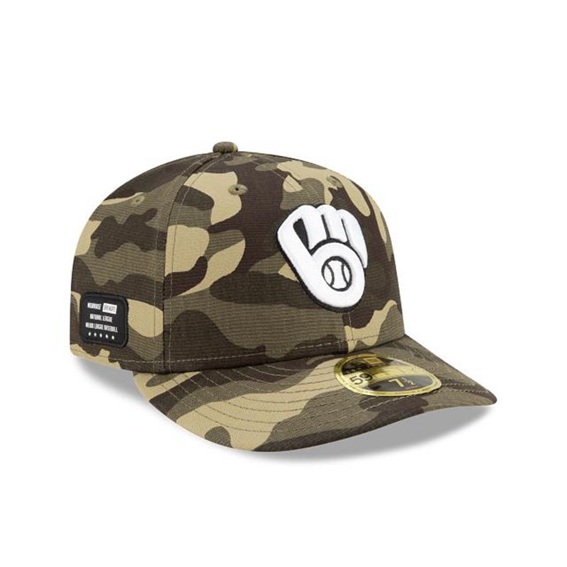 MLB Milwaukee Brewers Armed Forces Weekend Low Profile 59Fifty Fitted (VLD6170) - Green New Era Caps